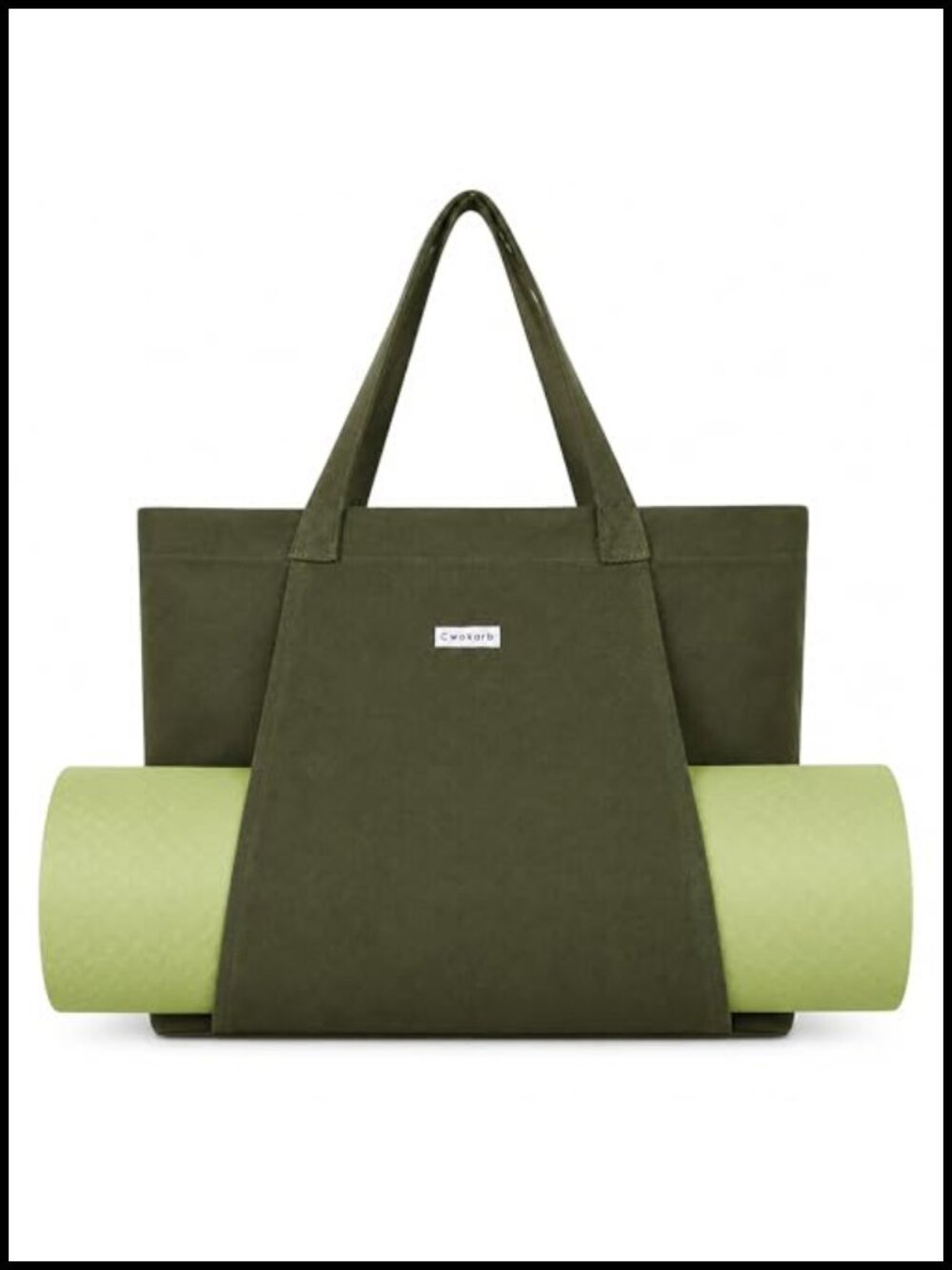 Cotton Canvas Yoga Mat Tote Bag Wet Dry Pocket Bottle Holder
